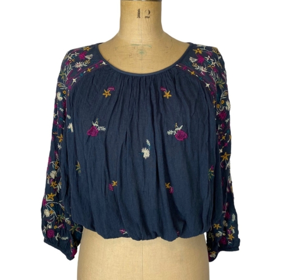 Free People Wildflowers Embroidered Boho Blouse Size S - Picture 3 of 13
